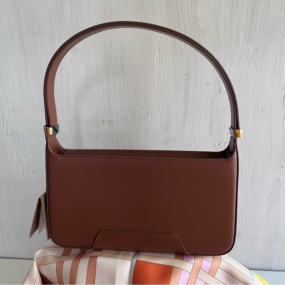 🔴SOLD🔴 BURBERRY Classic Bundle- TB Monogram Bag Tan & Check Pink Scarf - Picture 9 of 16